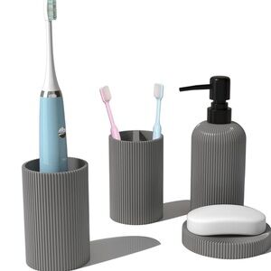 🎉Bathroom -3pc Bathroom Sets - Toothbrush Holder Soap Dispenser Toothbrush Cup🎉